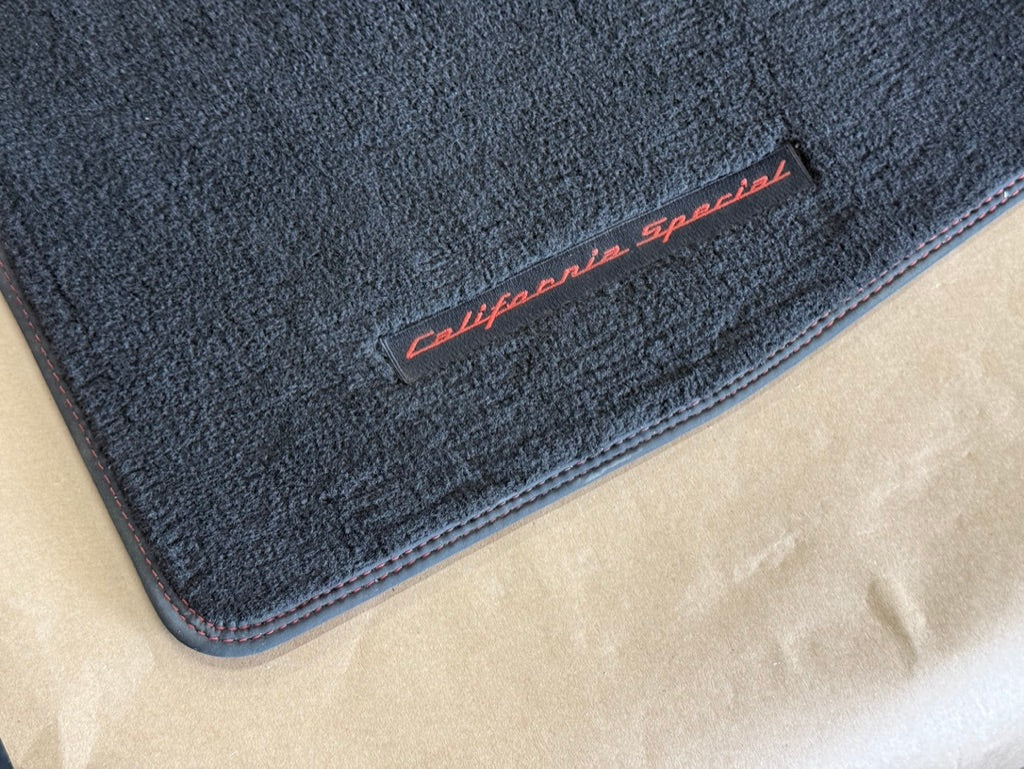 2015-2023 Ford Mustang GT/CS Black Front Floor Mats Carpet "Red Stitch"