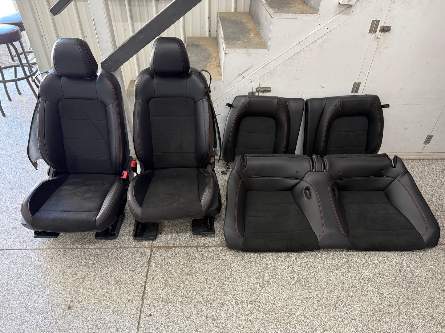 2018-2023 Ford Mustang GT California Special Front Rear Seats Black Red Stitch
