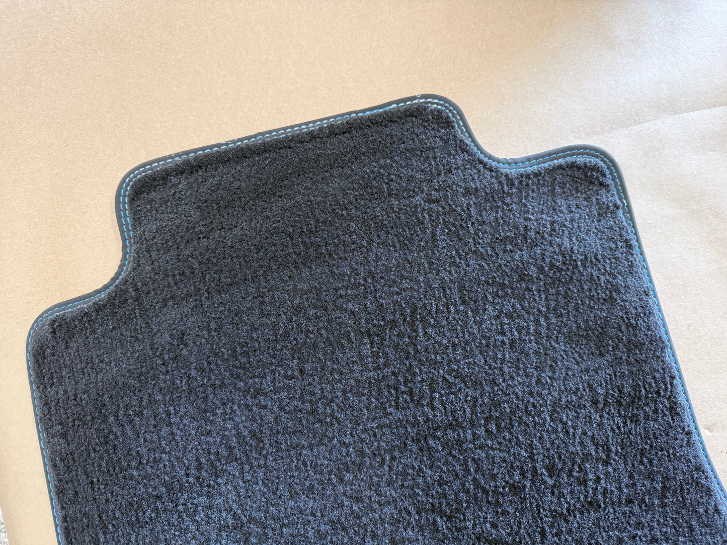 2015-2023 Ford Mustang Black Front Floor Mats Carpet "Blue Stitch"