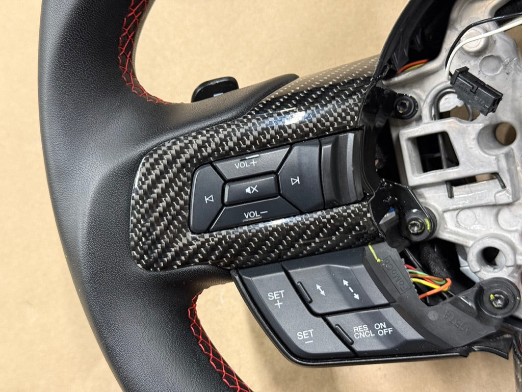2018-2023 Ford Mustang GT Leather/Carbon Fiber Steering Wheel "Automatic"