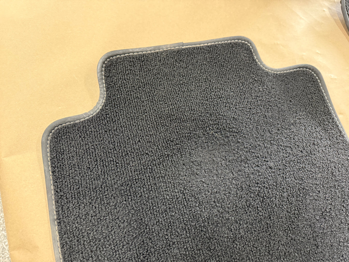 2015-2023 Ford Mustang Black Front Floor Mats Carpet "Creme Stitch"