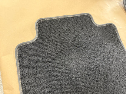 2015-2023 Ford Mustang Black Front Floor Mats Carpet "Creme Stitch"