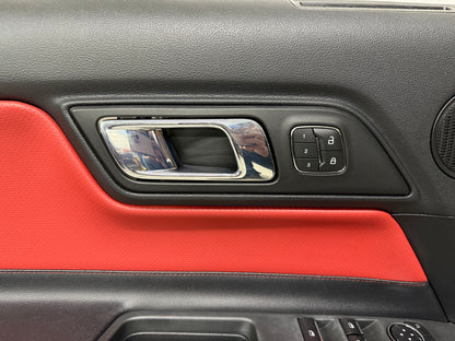 2015-2017 Ford Mustang LH RH Premium Leather Red Insert Door Panels Pair