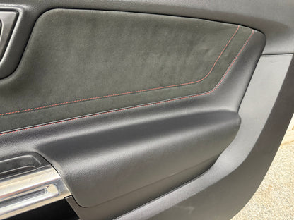 2018-2023 Ford Mustang GT RH Passenger Side Leather/Suede Door Panel Red Stitch