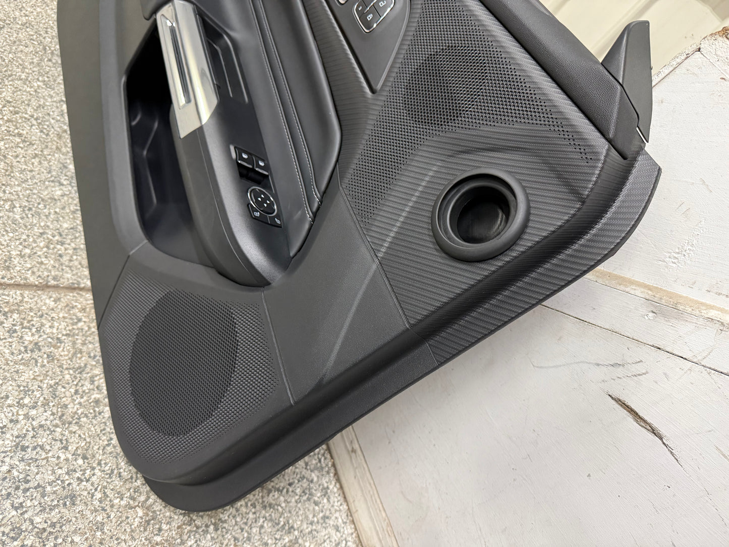 2024-2026 Ford Mustang GT LH Driver Leather Insert Door Panel Grey Stitching