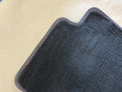 2015-2023 Ford Mustang GT/CS Black Front Floor Mats Carpet "Red Stitch"