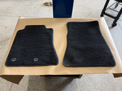 2015-2023 Ford Mustang Black Front Floor Mats Carpet "Blue Stitch"