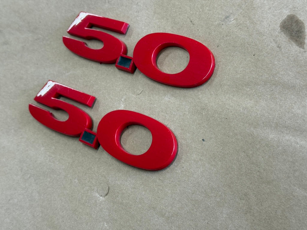 2015-2023 Ford Mustang GT RH LH Pair Fender Emblems "Red" - Aftermarket