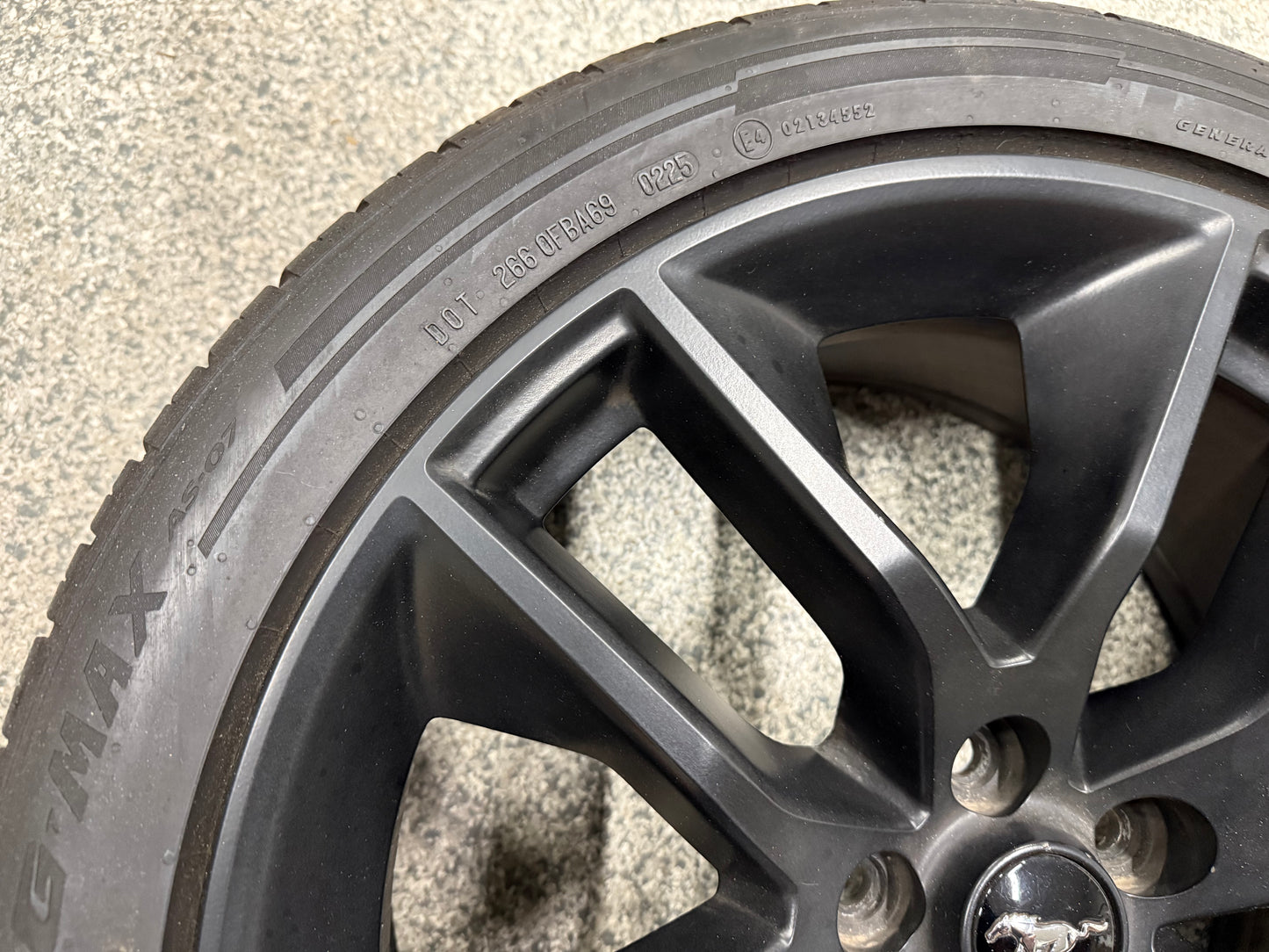 2015-2023 Ford Mustang GT Black Wheel Rim 20x9" General G Max 275/35/20