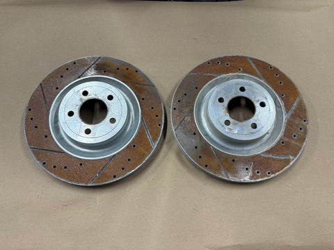 2015-2023 Ford Mustang GT 5.0 Front Slotted Drilled Rotors 15 inch