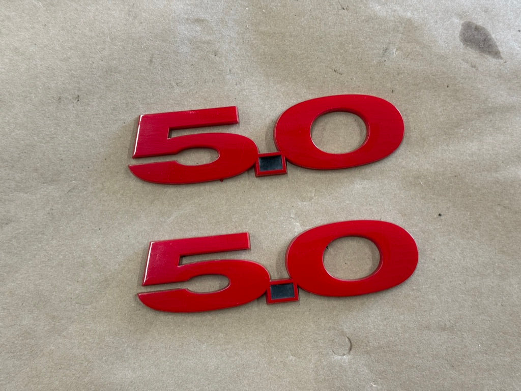 2015-2023 Ford Mustang GT RH LH Pair Fender Emblems "Red" - Aftermarket