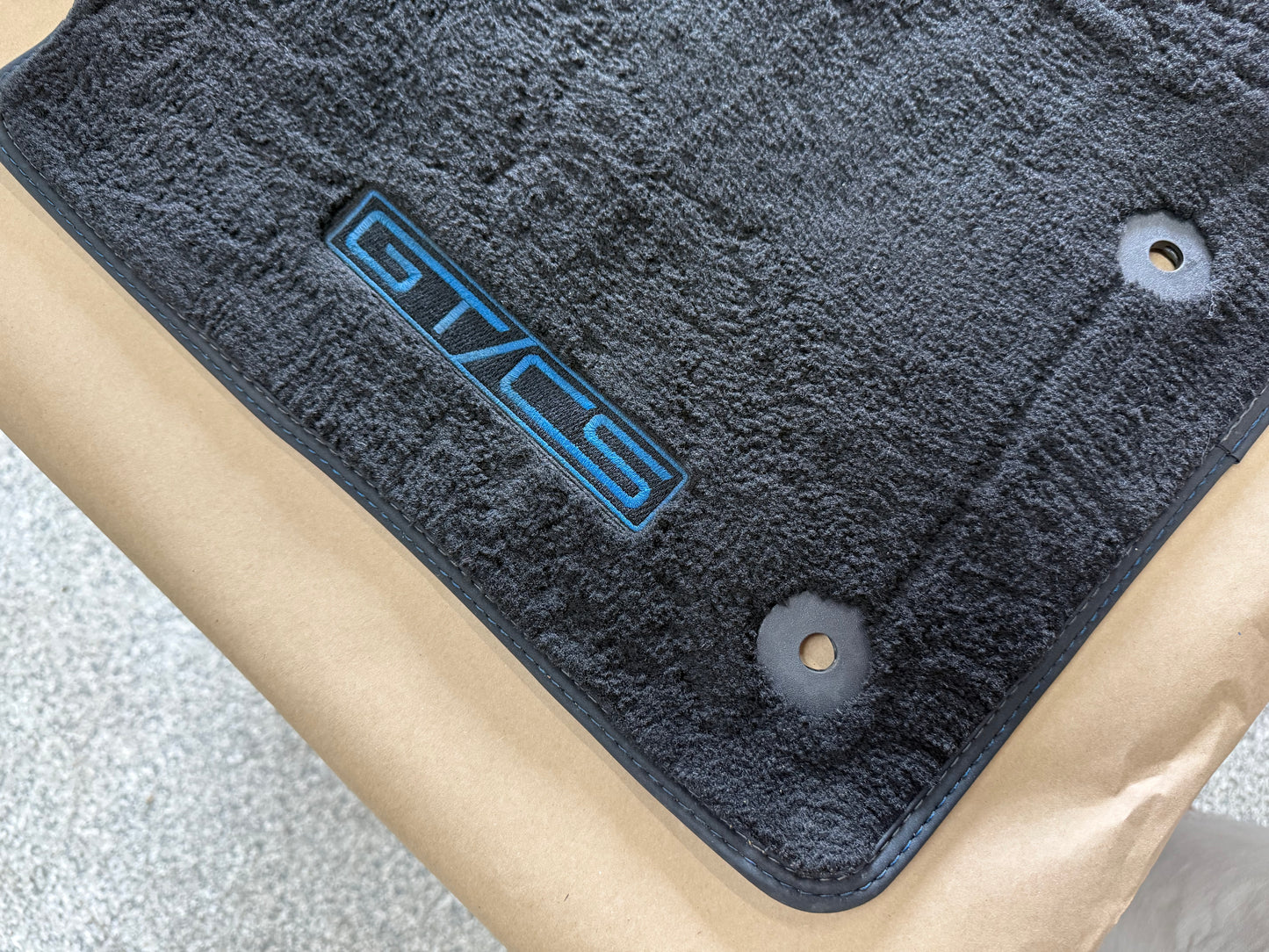 2024-2026 Ford Mustang GT/CS Front Floor Mats Carpet "Blue Stitch"