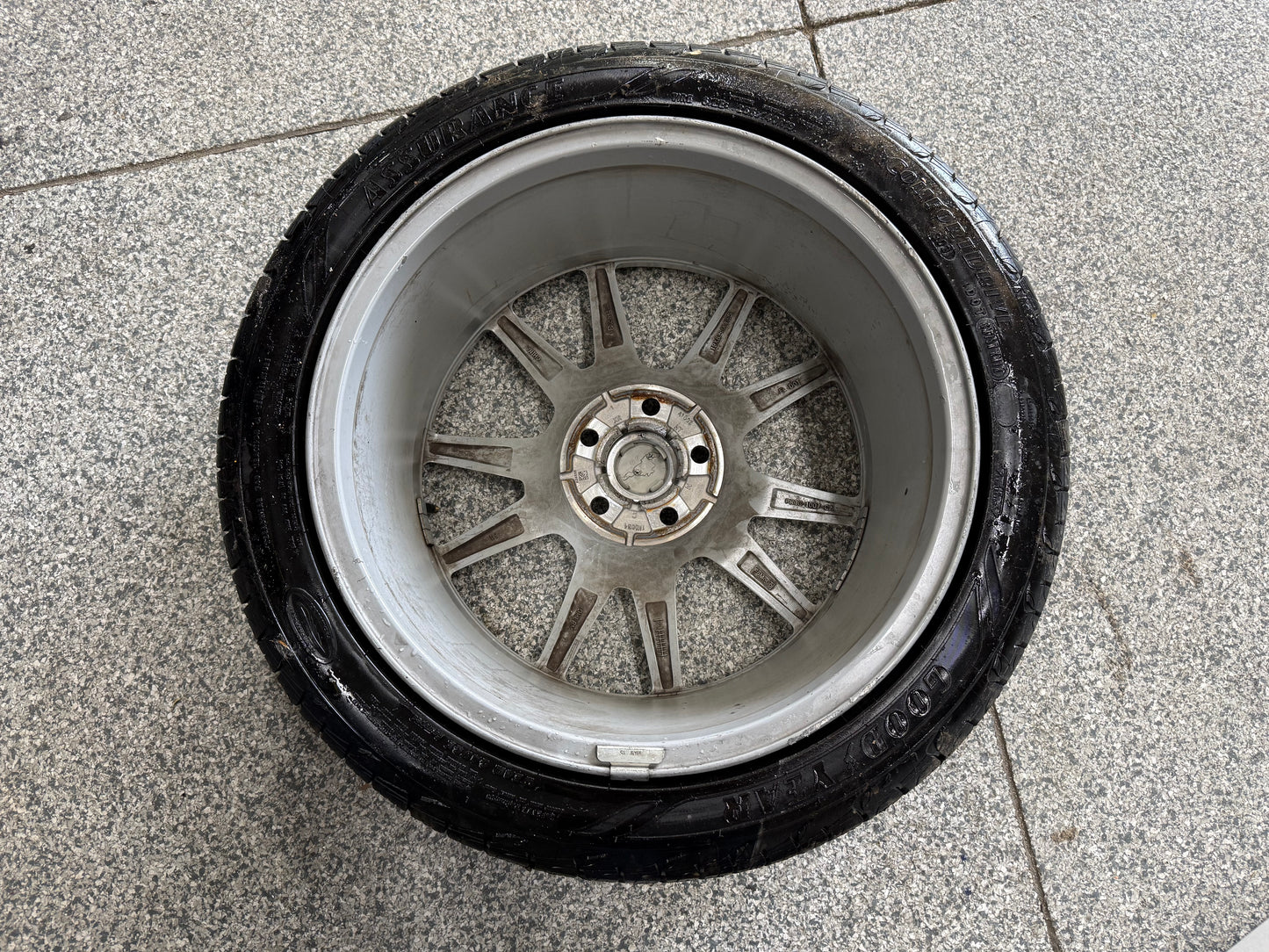 2015-2023 Ford Mustang GT Silver Wheel Rim 19"x8.5" Goodyear Assurance 255/40/19