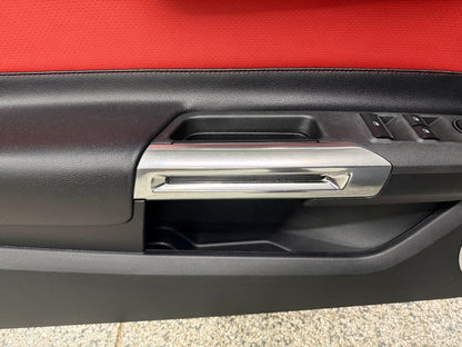 2015-2017 Ford Mustang LH RH Premium Leather Red Insert Door Panels Pair