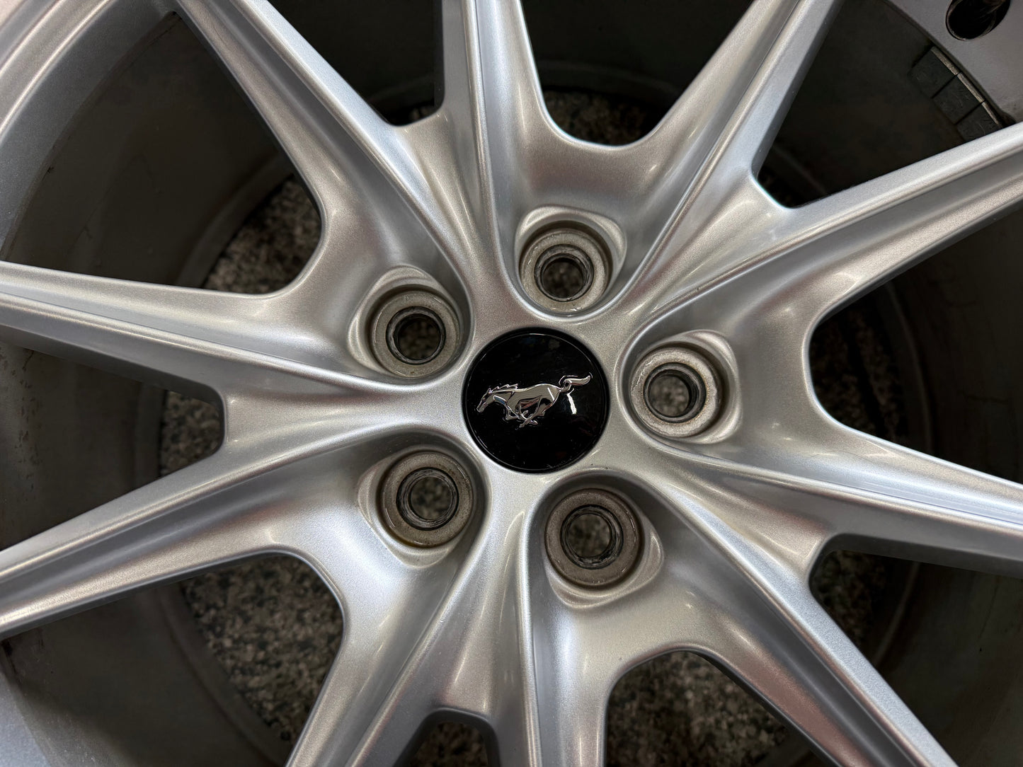 2015-2023 Ford Mustang GT Silver Wheel Rim 19"x8.5" Goodyear Assurance 255/40/19