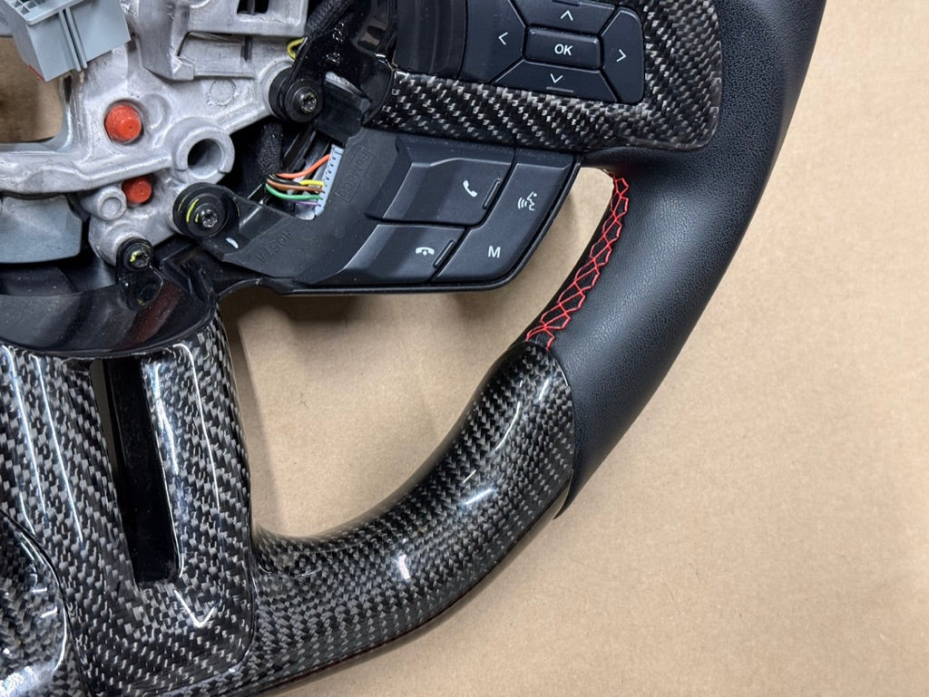 2018-2023 Ford Mustang GT Leather/Carbon Fiber Steering Wheel "Automatic"