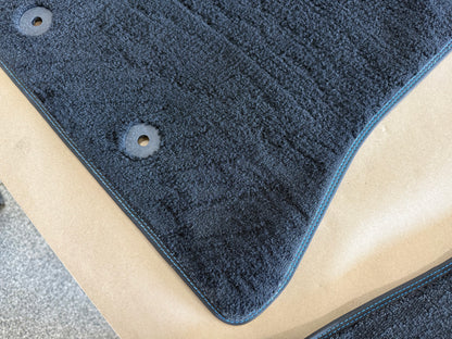 2015-2023 Ford Mustang Black Front Floor Mats Carpet "Blue Stitch"