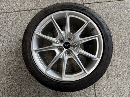 2015-2023 Ford Mustang GT Silver Wheel Rim 19"x8.5" Goodyear Assurance 255/40/19