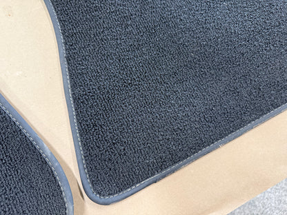 2015-2023 Ford Mustang Black Front Floor Mats Carpet "Creme Stitch"