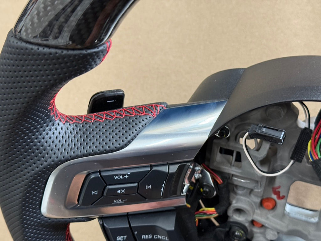 2018-2023 Ford Mustang GT Leather/Carbon Fiber Steering Wheel "Automatic"