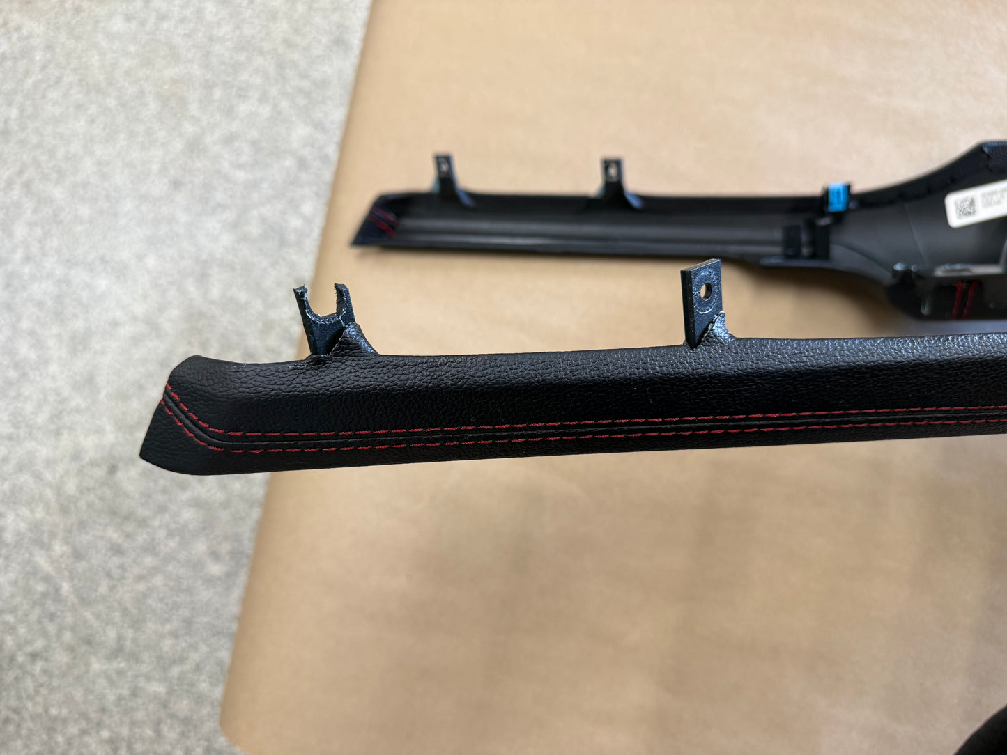 2018-2023 Mustang GT Center Console Top Interior Trim Pieces Leather Red Stitch