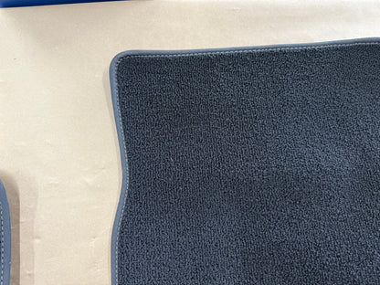 2015-2023 Ford Mustang Black Front Floor Mats Carpet "Creme Stitch"