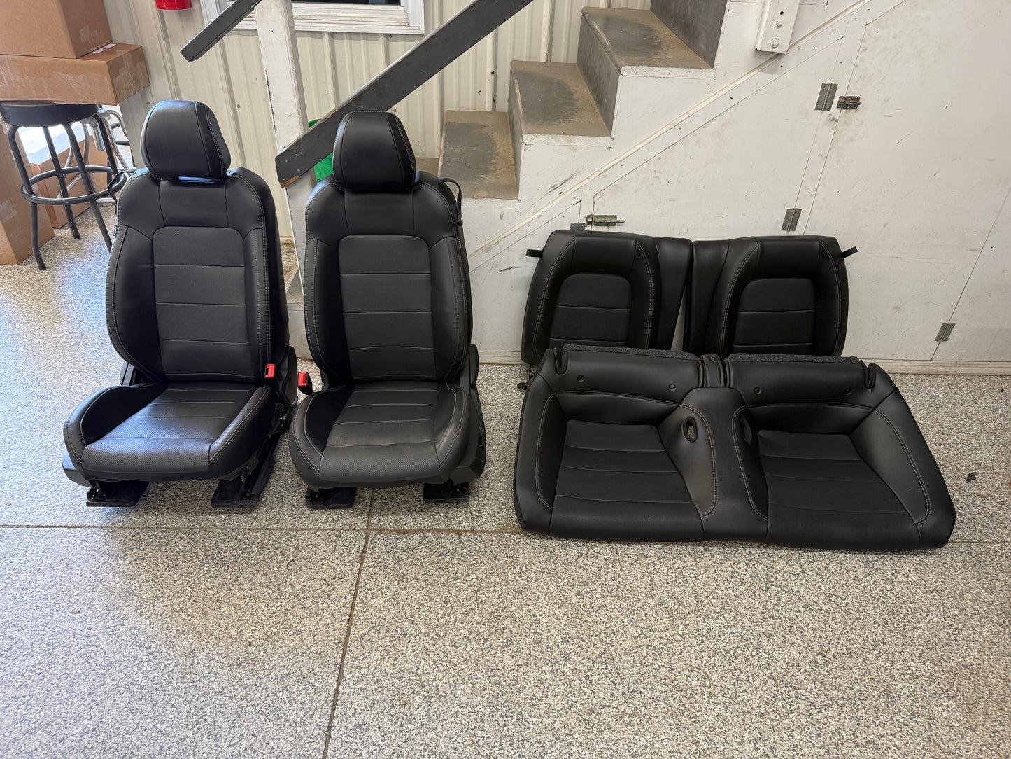 2018-2023 Ford Mustang GT Black Leather Coupe Front & Rear Seats