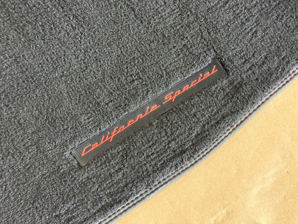 2015-2023 Ford Mustang GT/CS Black Front Floor Mats Carpet "Red Stitch"