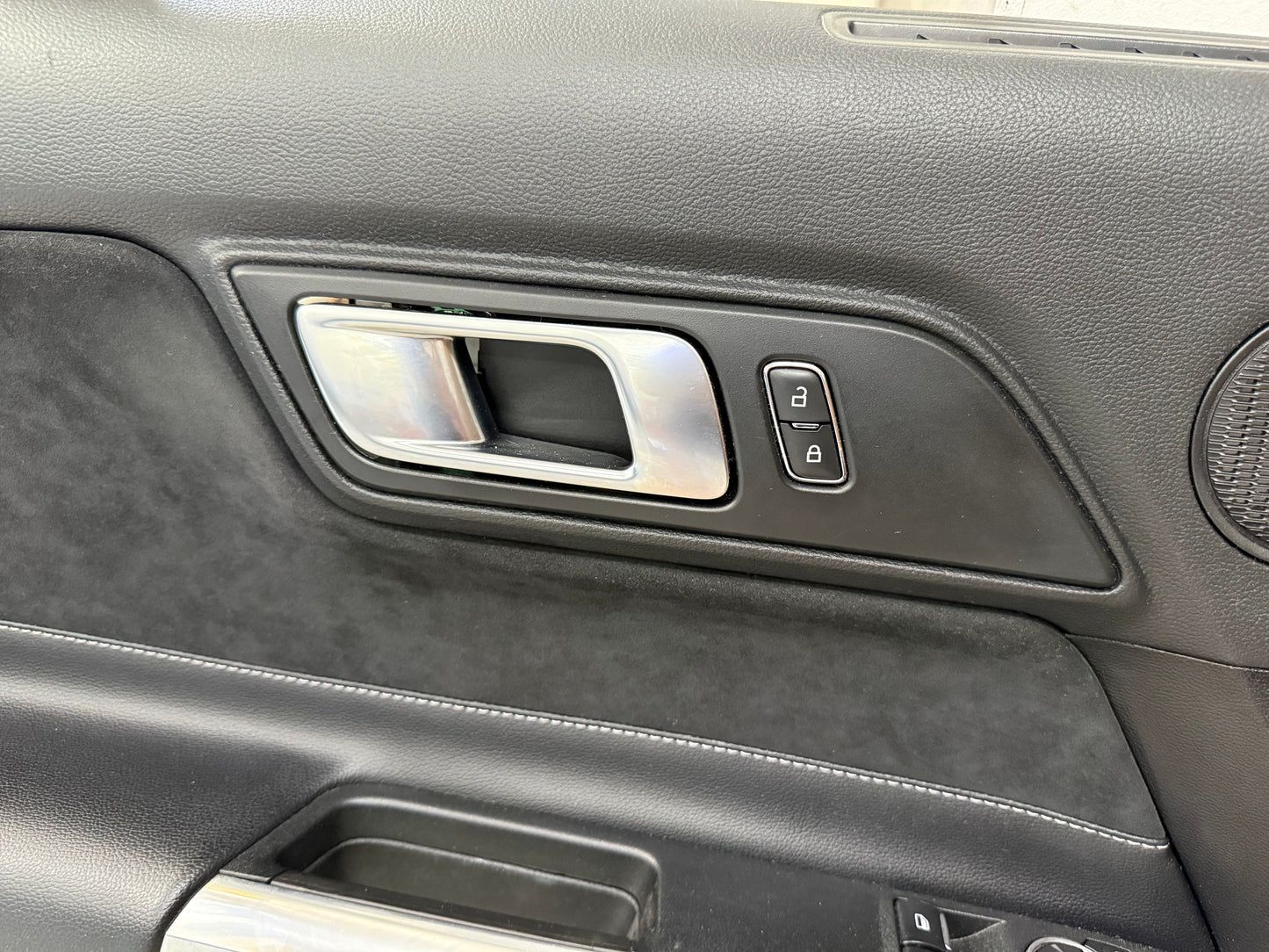 2018-2023 Ford Mustang LH RH Premium Leather/Suede Insert Door Panels Pair