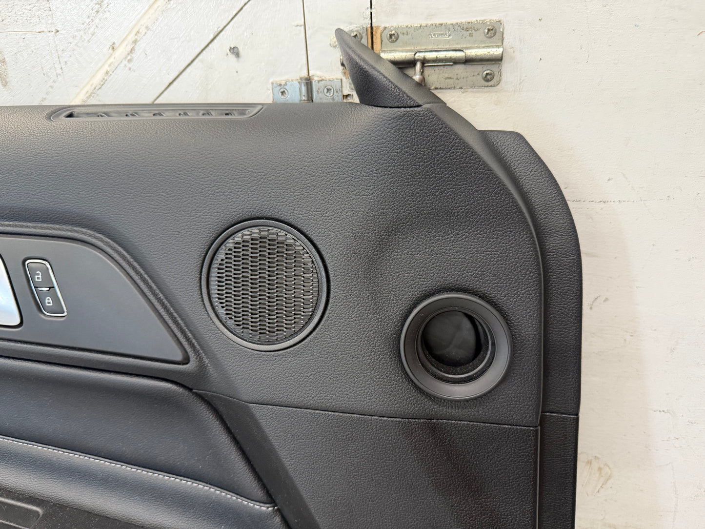 2018-2023 Ford Mustang GT LH Driver Leather Insert Door Panel Grey Stitching