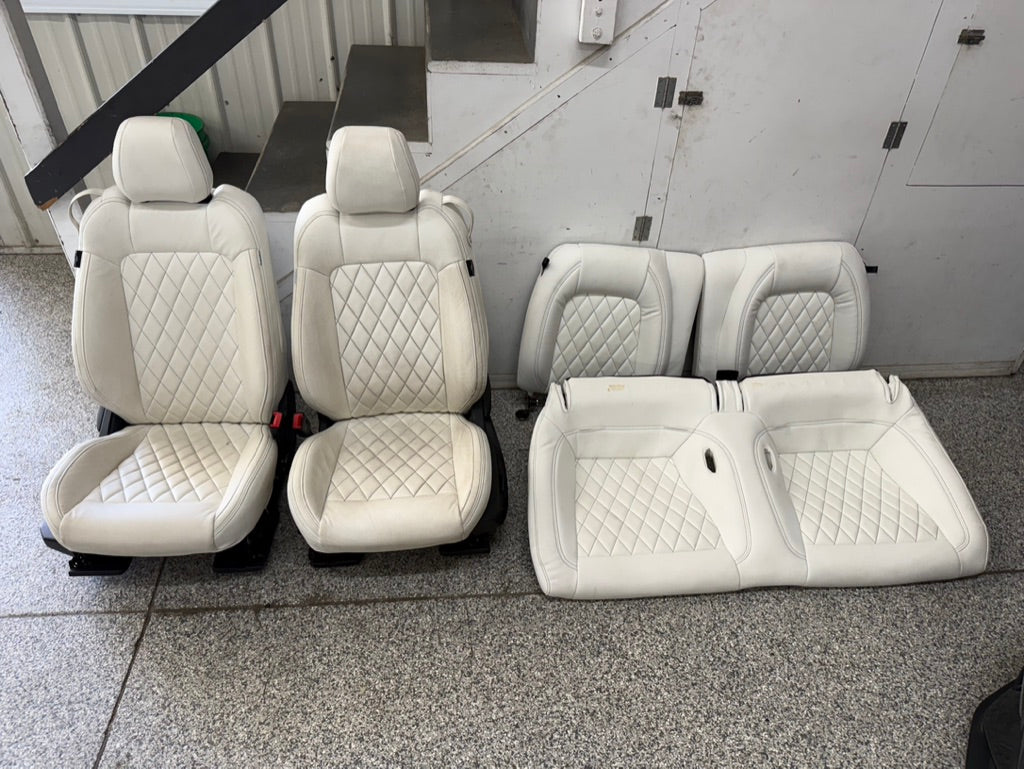 2018-2023 Ford Mustang GT White Aftermarket Leather Coupe Front Rear Power Seats