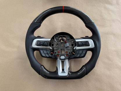 2018-2023 Ford Mustang GT Leather/Carbon Fiber Steering Wheel "Automatic"