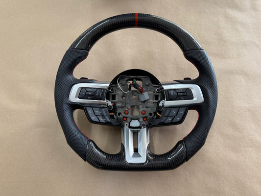 2018-2023 Ford Mustang GT Leather/Carbon Fiber Steering Wheel "Automatic"