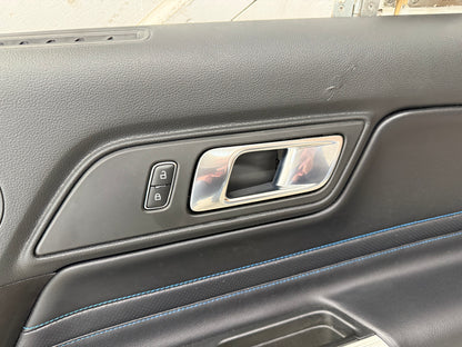 2018-2023 Ford Mustang RH Passenger Leather Insert Door Panel Soft "Blue Stitch"