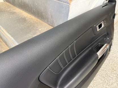 2018-2023 Ford Mustang GT LH Driver Leather Insert Door Panel Grey Stitching