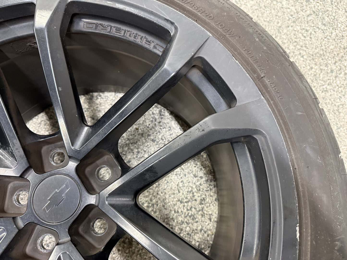 2012-2015 Chevrolet Camaro ZL1 20x11" Black Wheel Rim Tire Firestone 305/35/20