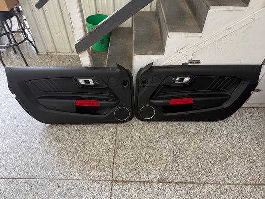 2018-2023 Mustang GT V6 EcoBoost LH RH Premium Leather Insert Door Panels Pair