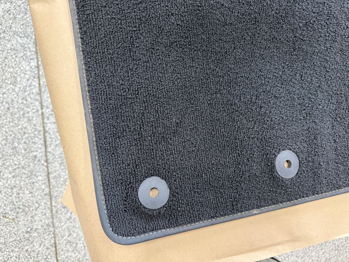 2015-2023 Ford Mustang Black Front Floor Mats Carpet "Creme Stitch"