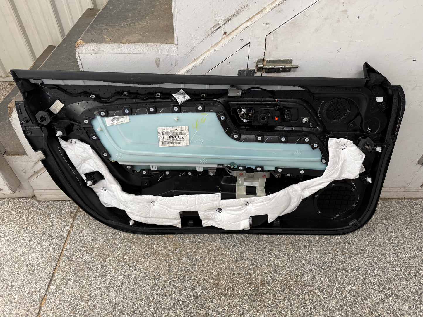 2018-2023 Ford Mustang RH Passenger Leather Insert Door Panel Soft "Blue Stitch"