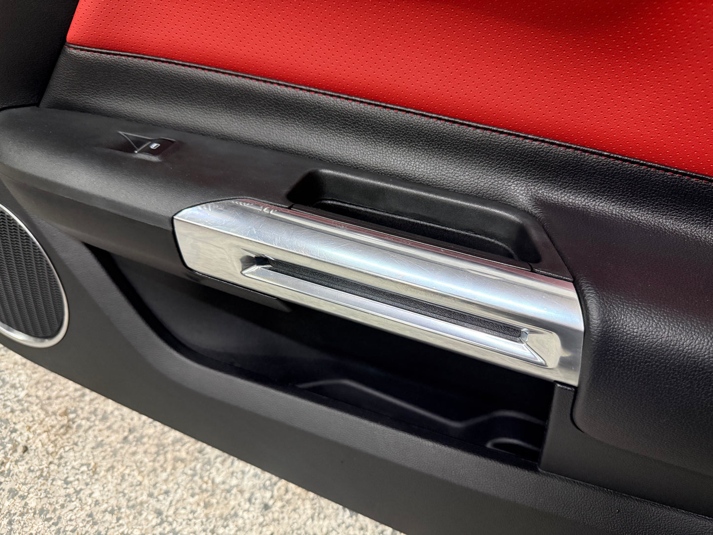 2015-2017 Ford Mustang LH RH Premium Leather Red Insert Door Panels Pair