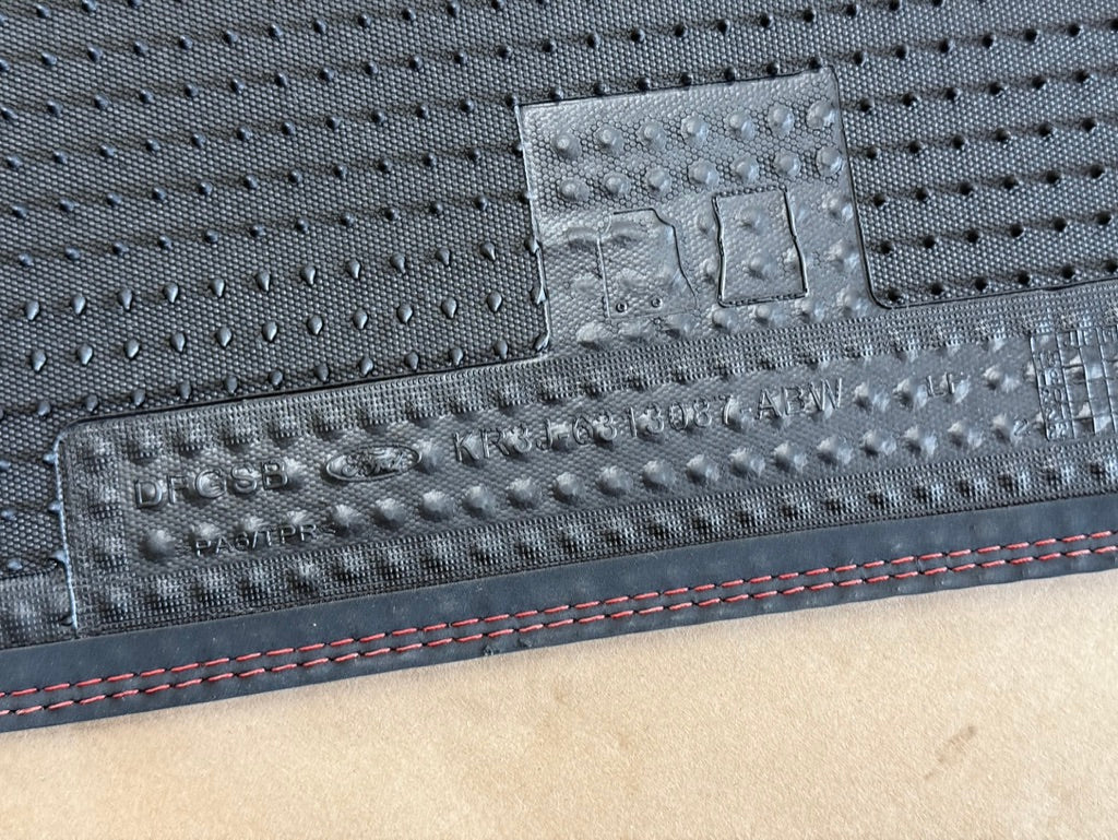 2015-2023 Ford Mustang GT/CS Black Front Floor Mats Carpet "Red Stitch"