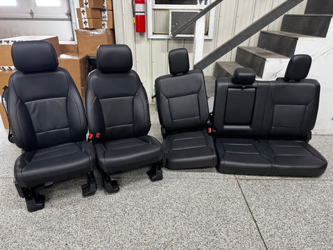 2023-2025 F-250 F-350 Super Duty Tremor Front Rear Black Leather Seats Crew Cab