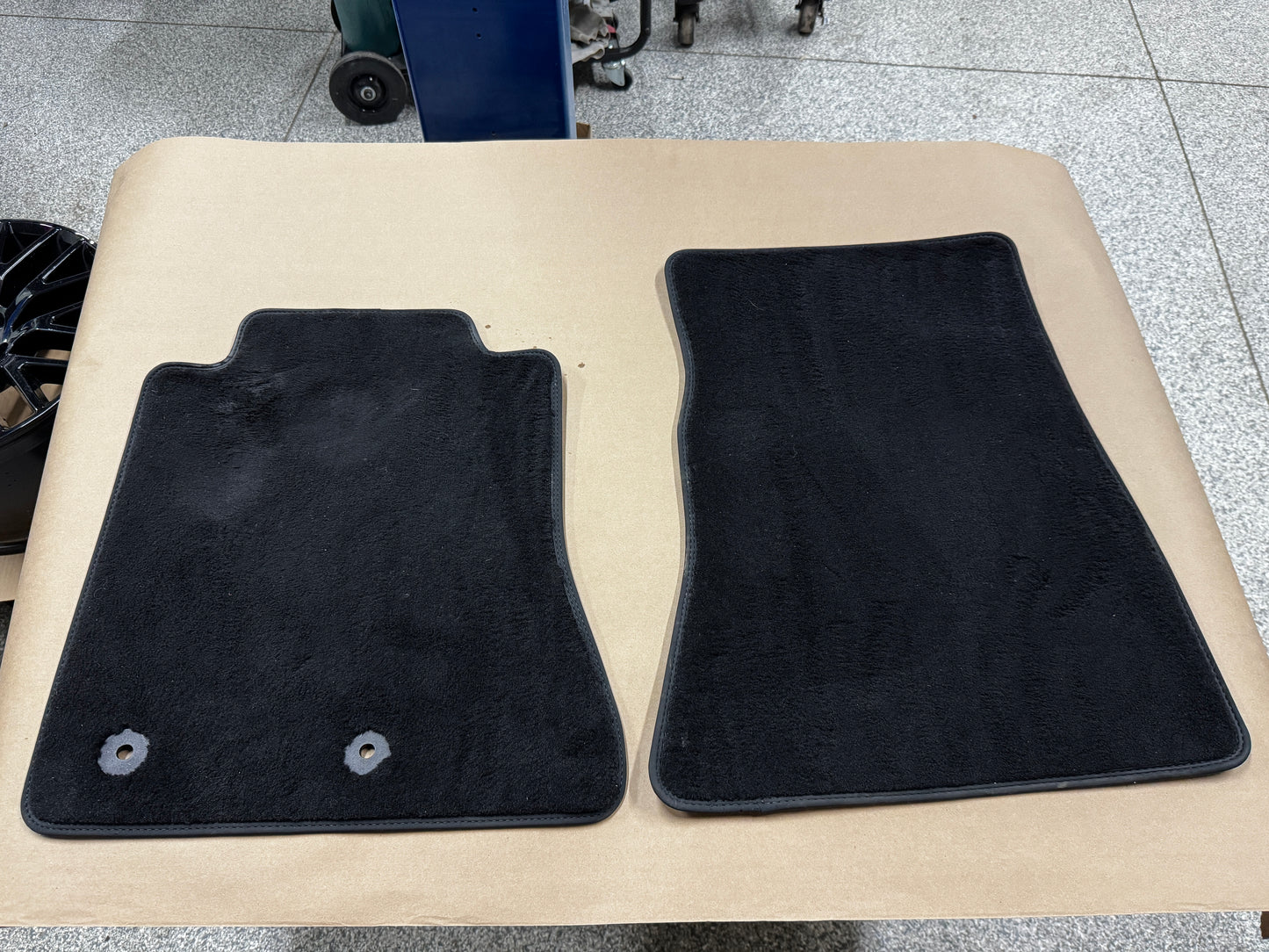 2015-2023 Mustang Bullitt Black Front Floor Mats Carpet "Green Stitch" - OEM