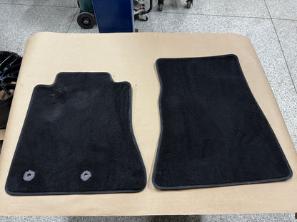 2015-2023 Mustang Bullitt Black Front Floor Mats Carpet "Green Stitch" - OEM