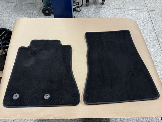 2015-2023 Mustang Bullitt Black Front Floor Mats Carpet "Green Stitch" - OEM