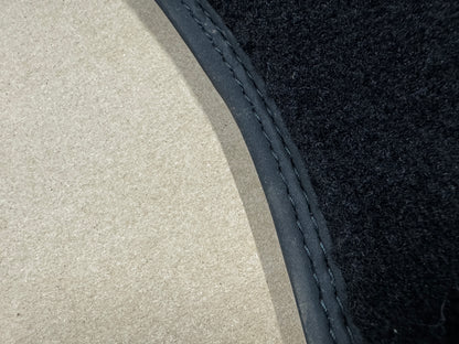 2015-2023 Mustang Bullitt Black Front Floor Mats Carpet "Green Stitch" - OEM
