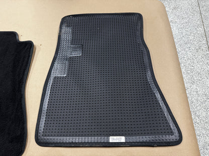 2015-2023 Mustang Bullitt Black Front Floor Mats Carpet "Green Stitch" - OEM