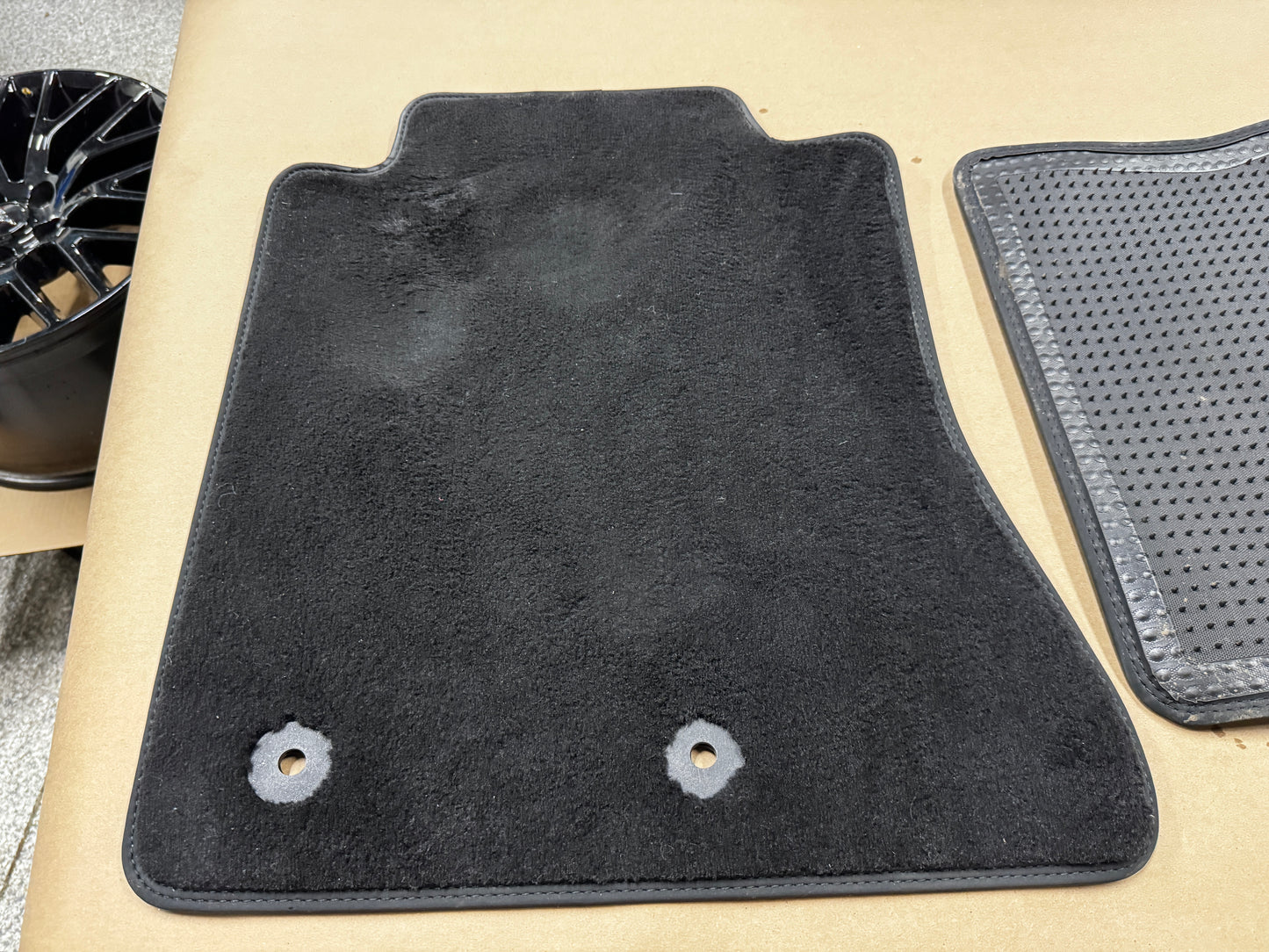 2015-2023 Mustang Bullitt Black Front Floor Mats Carpet "Green Stitch" - OEM