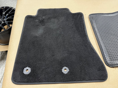 2015-2023 Mustang Bullitt Black Front Floor Mats Carpet "Green Stitch" - OEM
