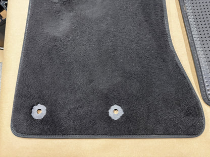 2015-2023 Mustang Bullitt Black Front Floor Mats Carpet "Green Stitch" - OEM